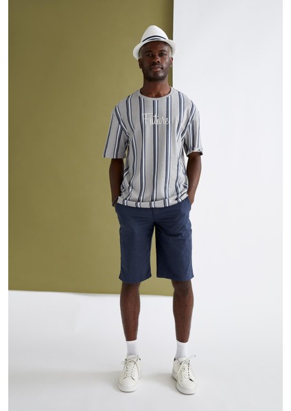 Regular Fit Bermuda Keten Karışımlı Şort N4989AZ21SM