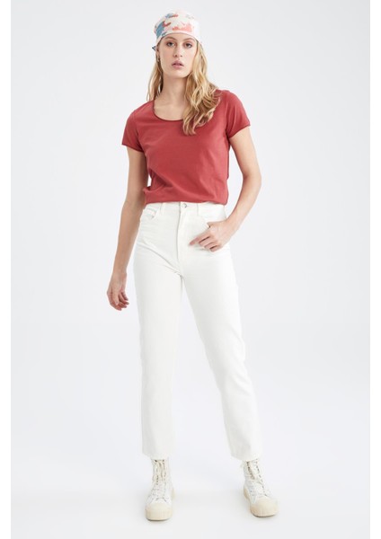 Regular Fit Bisiklet Yaka Kısa Kollu %100 Pamuk Tişört K1508AZ22SM fiyatları