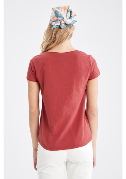 Regular Fit Bisiklet Yaka Kısa Kollu %100 Pamuk Tişört K1508AZ22SM fırsatları