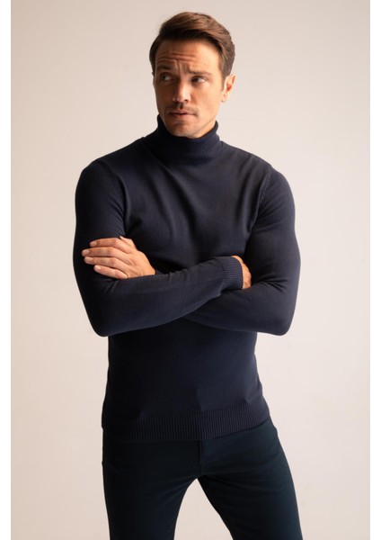 Slim Fit Balıkçı Yaka Triko Kazak R1124AZ22WN