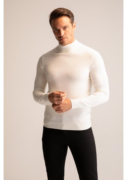 Slim Fit Yarım Balıkçı Yaka Triko Kazak R1127AZ22WN