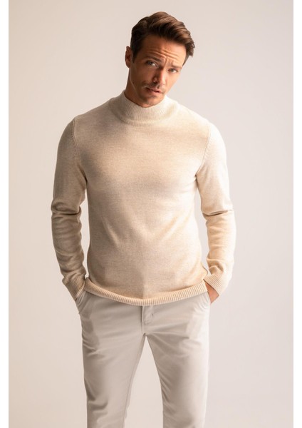 Slim Fit Yarım Balıkçı Yaka Triko Kazak R1127AZ22WN