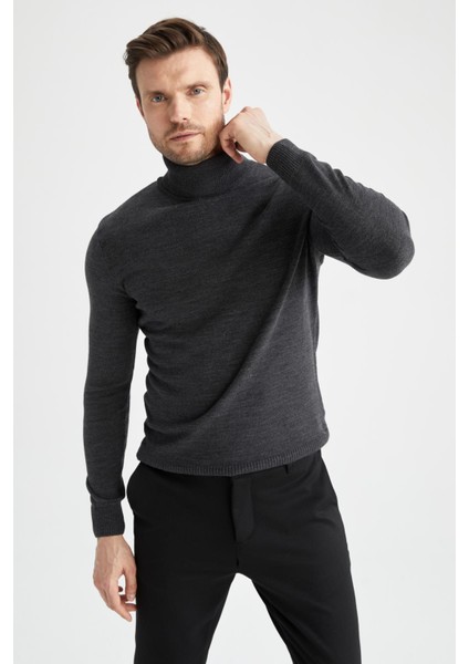 Slim Fit Balıkçı Yaka Triko Kazak R1124AZ22WN