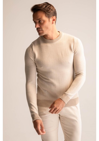 Slim Fit Bisiklet Yaka Triko Kazak X5159AZ22WN modelleri