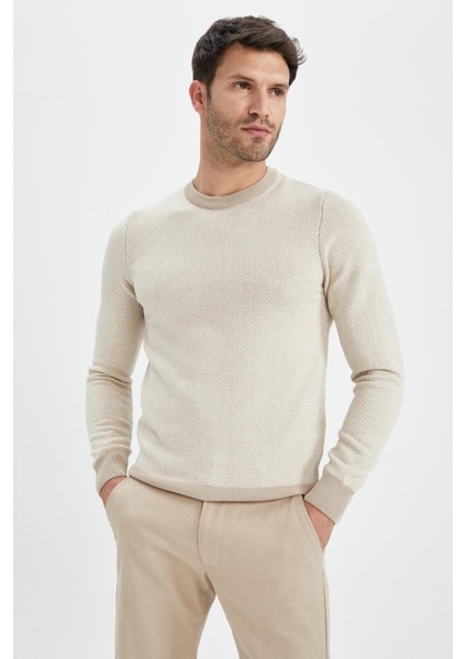 Slim Fit Bisiklet Yaka Triko Kazak X5159AZ22WN