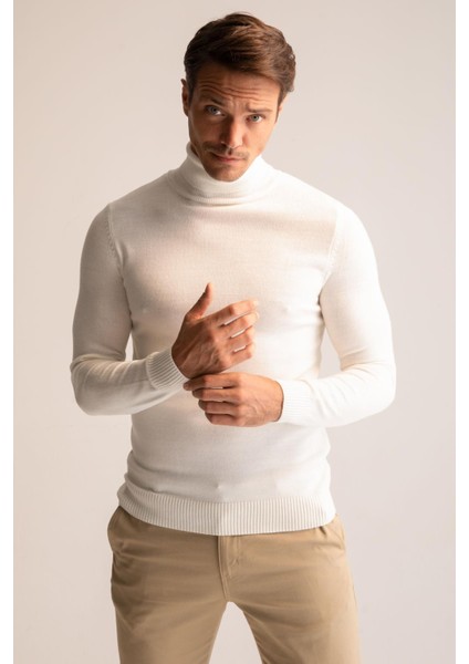 Slim Fit Balıkçı Yaka Triko Kazak R1124AZ22WN