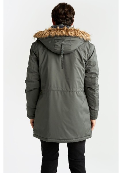 Rüzgar Geçirmez Su Geçirmez Kapüşonlu Suni Kürklü Mont X3983AZ22WN