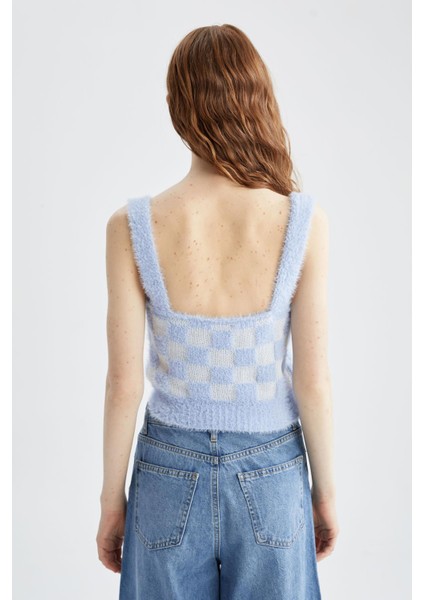 Coool Slim Fit Kare Yaka Dama Desenli Pelüş Atlet X4912AZ22AU