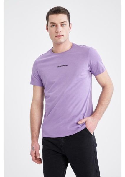 Slim Fit Bisiklet Yaka Baskılı Tişört W6070AZ22SP