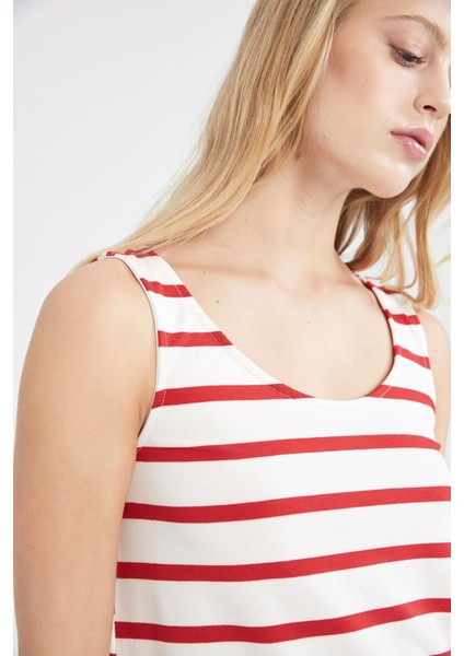 A Kesim U Yakası Çizgili Kalın Askılı Mini Elbise W9587AZ22HS indirimleri