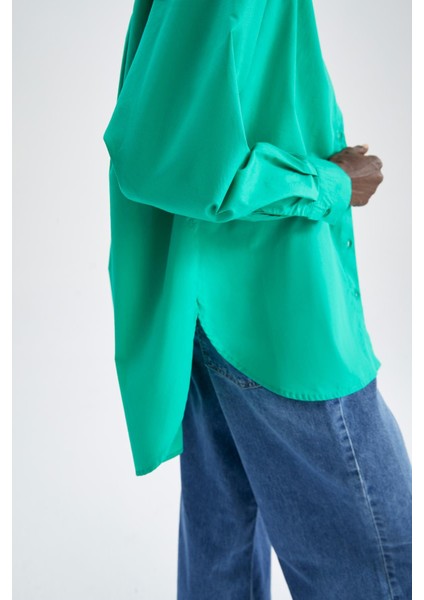 Oversize Fit Uzun Kollu Poplin %100 Pamuk Gömlek T8735AZ22SM