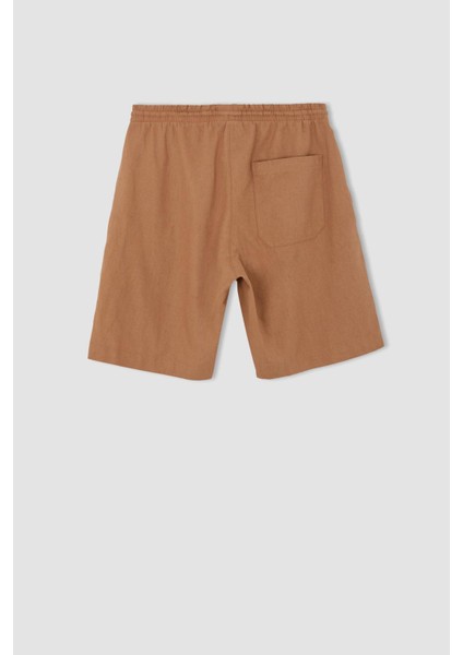 Regular Fit Keten Karışımlı Bermuda X9217AZ22HS