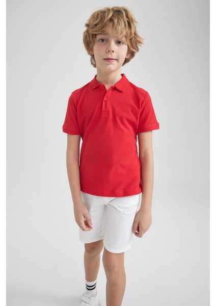 Erkek Çocuk Pike Kırmızı Kısa Kollu Polo Tişört K1689A623SM