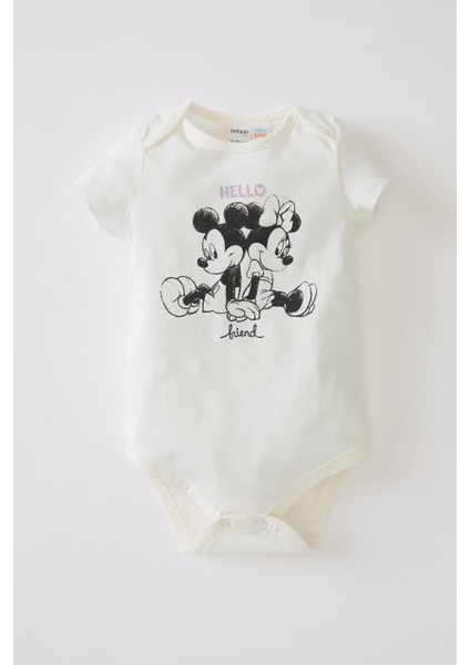 Kız Bebek Minnie Mouse Pamuklu Kısa Kollu Çıtçıtlı Body U8129A221SM