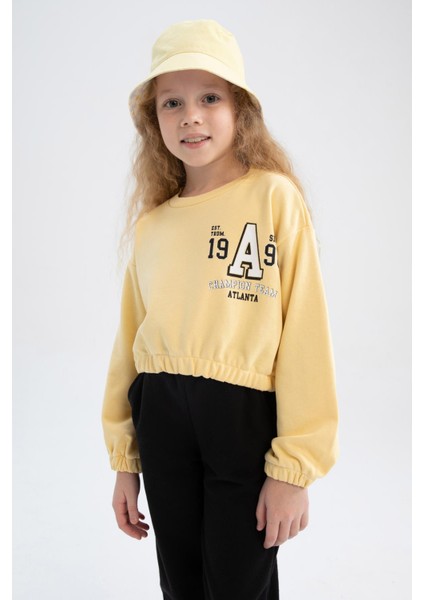 Kız Çocuk Crop Bisiklet Yaka Sweatshirt W3245A621AU
