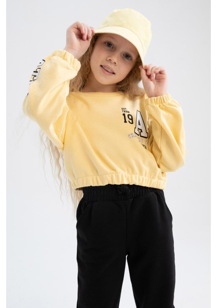 Kız Çocuk Crop Bisiklet Yaka Sweatshirt W3245A621AU fırsatları