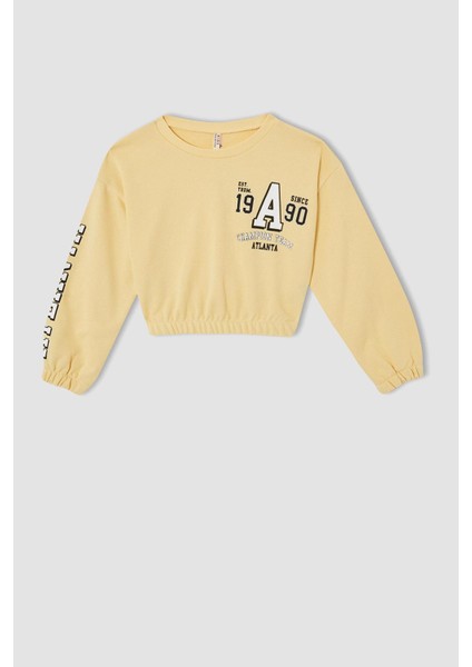 Kız Çocuk Crop Bisiklet Yaka Sweatshirt W3245A621AU