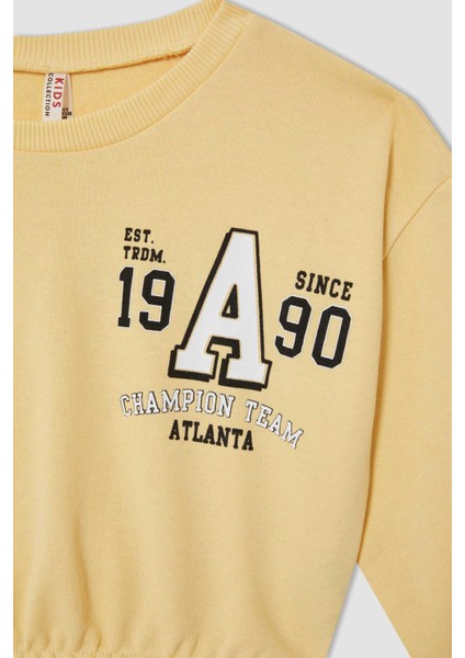 Kız Çocuk Crop Bisiklet Yaka Sweatshirt W3245A621AU