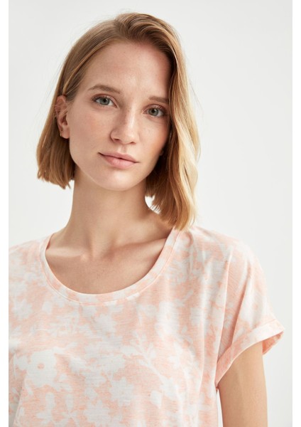 Traditional Çiçekli Relax Fit Yarasa Kollu Tişört W3258AZ21HS modelleri