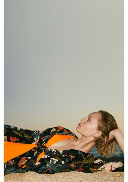 Fall in Love Regular Fit Çiçekli Pamuklu Plaj Kıyafeti X3750AZ22SM