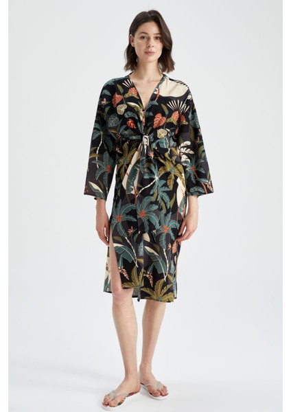 Fall in Love Regular Fit Çiçekli Pamuklu Plaj Kıyafeti X3750AZ22SM fiyatları