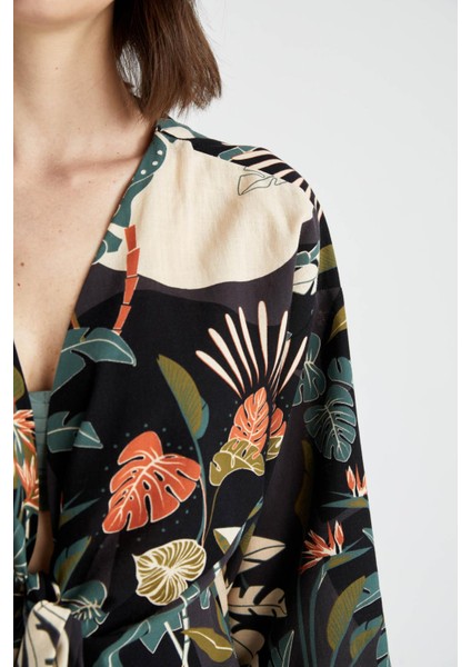 Fall in Love Regular Fit Çiçekli Pamuklu Plaj Kıyafeti X3750AZ22SM fırsatları