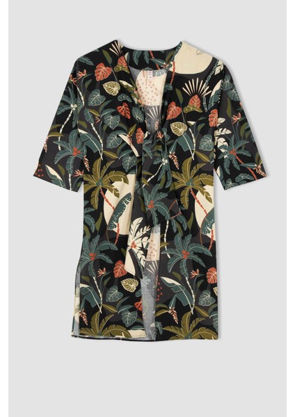 Fall in Love Regular Fit Çiçekli Pamuklu Plaj Kıyafeti X3750AZ22SM