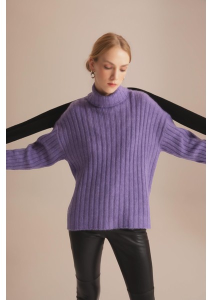 Oversize Fit Balıkçı Yaka Ribana Tunik X8008AZ22WN