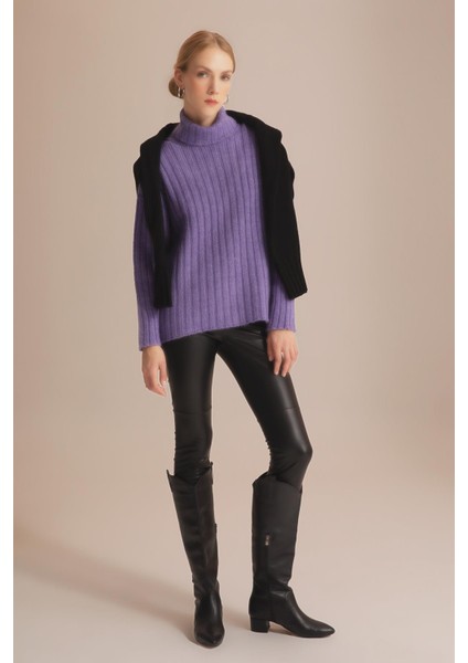 Oversize Fit Balıkçı Yaka Ribana Tunik X8008AZ22WN