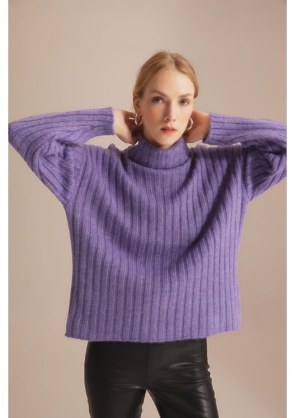Oversize Fit Balıkçı Yaka Ribana Tunik X8008AZ22WN