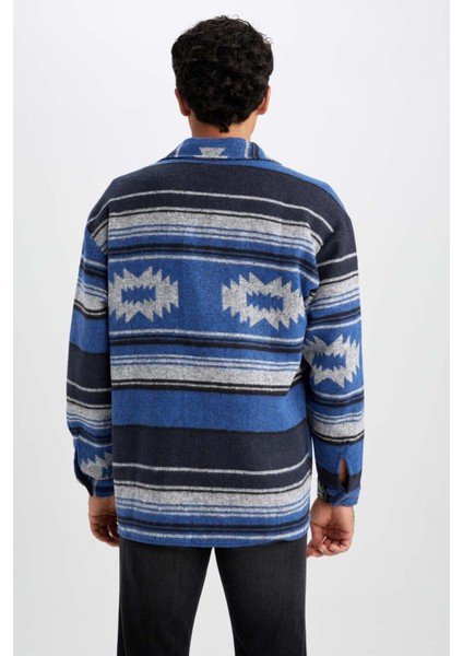 Oversize Fit Etnik Desenli Oduncu Uzun Kollu Gömlek Y2043AZ22AU indirimleri