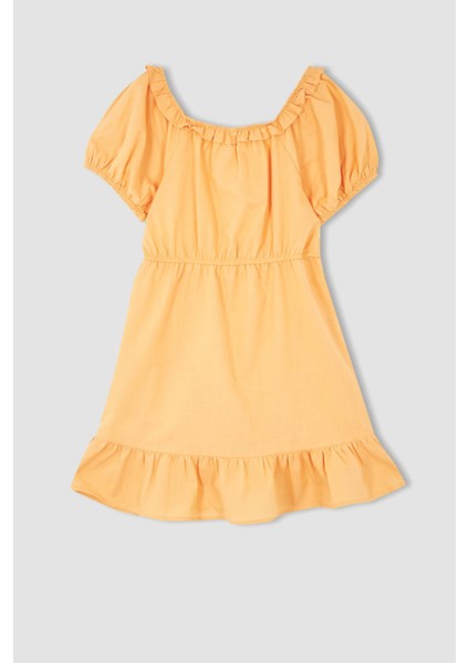 Kız Çocuk Esnek Yaka Kısa Kollu Pamuklu Elbise Y7077A622HS modelleri