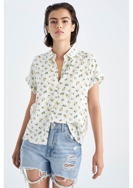 Regular Fit Desenli Kısa Kollu Viskon Gömlek U2743AZ22SM modelleri