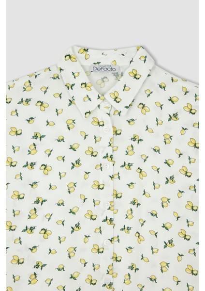 Regular Fit Desenli Kısa Kollu Viskon Gömlek U2743AZ22SM