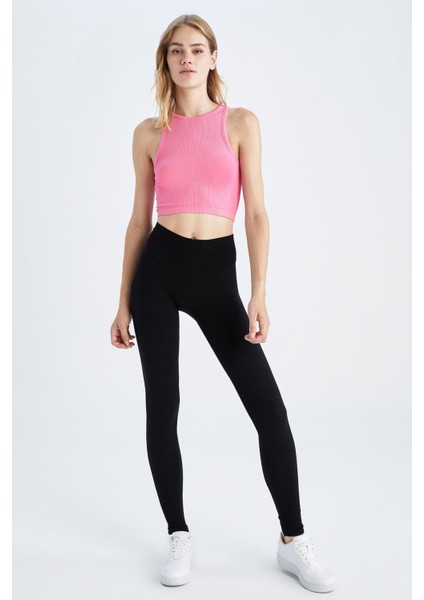 Fit Halter Yaka Dikişsiz Fitili Basİc Atlet Y3986AZ22HS