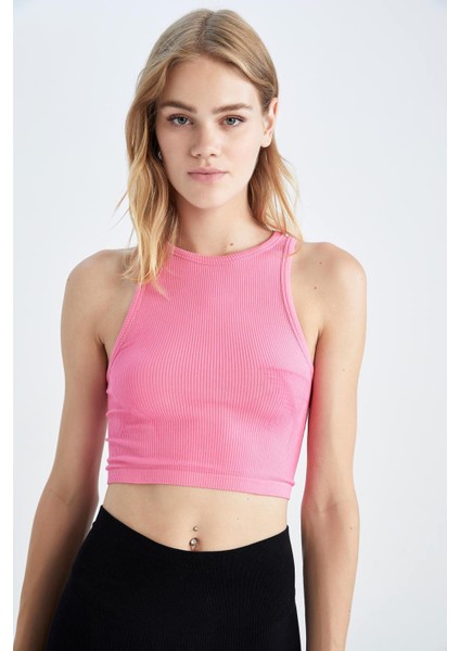 Fit Halter Yaka Dikişsiz Fitili Basİc Atlet Y3986AZ22HS