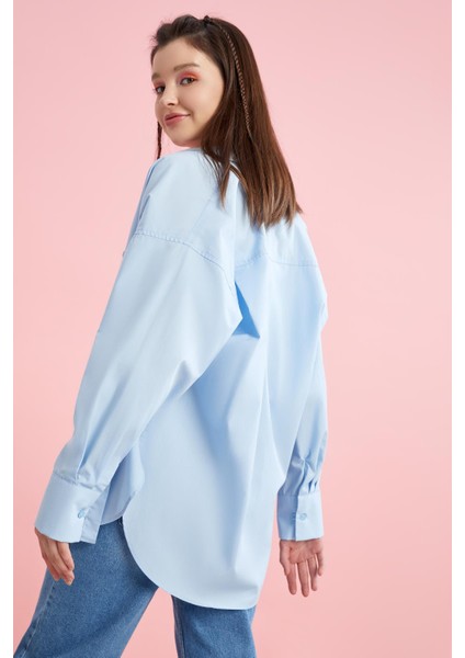 Basic Oversize Fit Poplin Gömlek Tunik T5494AZ21AU