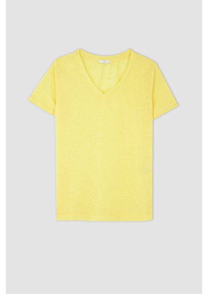 Regular Fit V Yaka Kısa Kollu Tişört Z0402AZ22HS