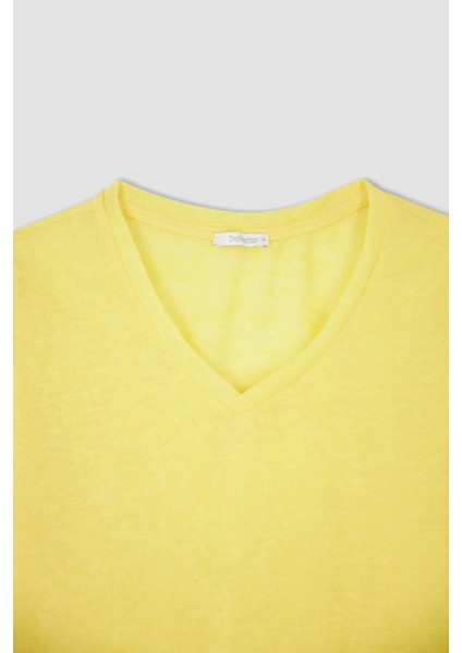 Regular Fit V Yaka Kısa Kollu Tişört Z0402AZ22HS