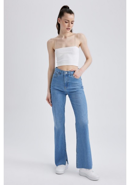 Slim Flare Fit İspanyol Paça Yüksek Bel Yırtmaçlı Jean Pantolon A2224AX23SP modelleri