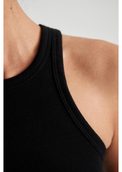 Slim Fit Dar Kesim Halter Yaka Fitilli Kaşkorse Atlet X6705AZ23SP