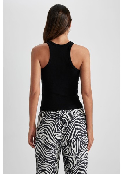 Slim Fit Dar Kesim Halter Yaka Fitilli Kaşkorse Atlet X6705AZ23SP