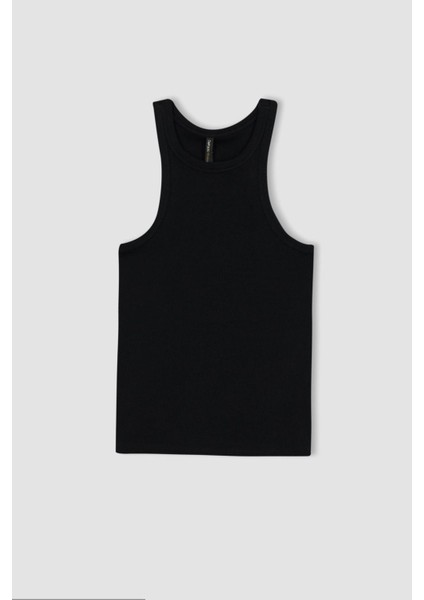 Slim Fit Dar Kesim Halter Yaka Fitilli Kaşkorse Atlet X6705AZ23SP