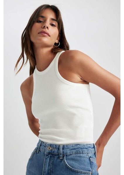 Slim Fit Halter Yaka Fitilli Kaşkorse Atlet X6705AZ23SP
