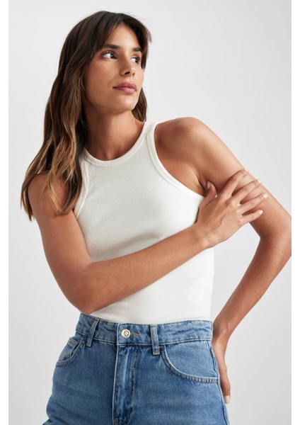 Slim Fit Halter Yaka Fitilli Kaşkorse Atlet X6705AZ23SP