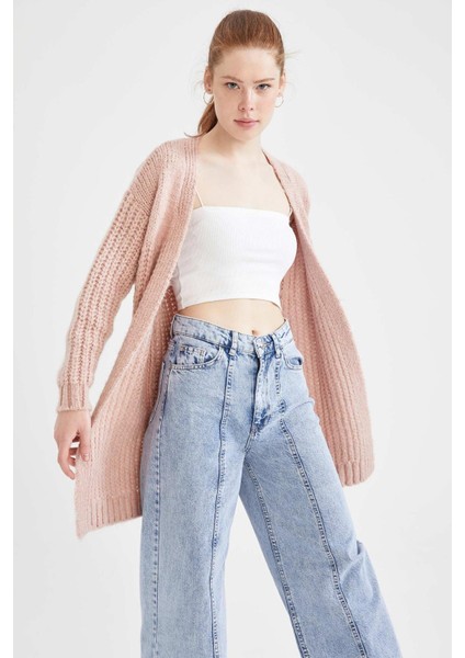 V Yaka Yumuşak Dokulu Uzun Basic Triko Hırka U6718AZ21AU modelleri