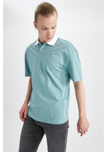 Coool Boxy Fit Polo Yaka Pamuklu Penye Tişört X3797AZ22SM