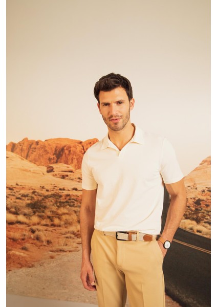 Regular Fit Polo Yaka Basic Kısa Kollu Pamuklu Penye Tişört V8657AZ22SM