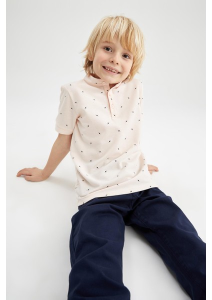 Erkek Çocuk Desenli Kısa Kollu Polo Tişört X2703A622SP