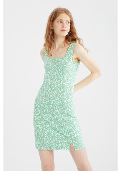 Coool Bodycon Kare Yaka Çiçek Desenli Yazlık Mini Elbise U1967AZ22SM fiyatları